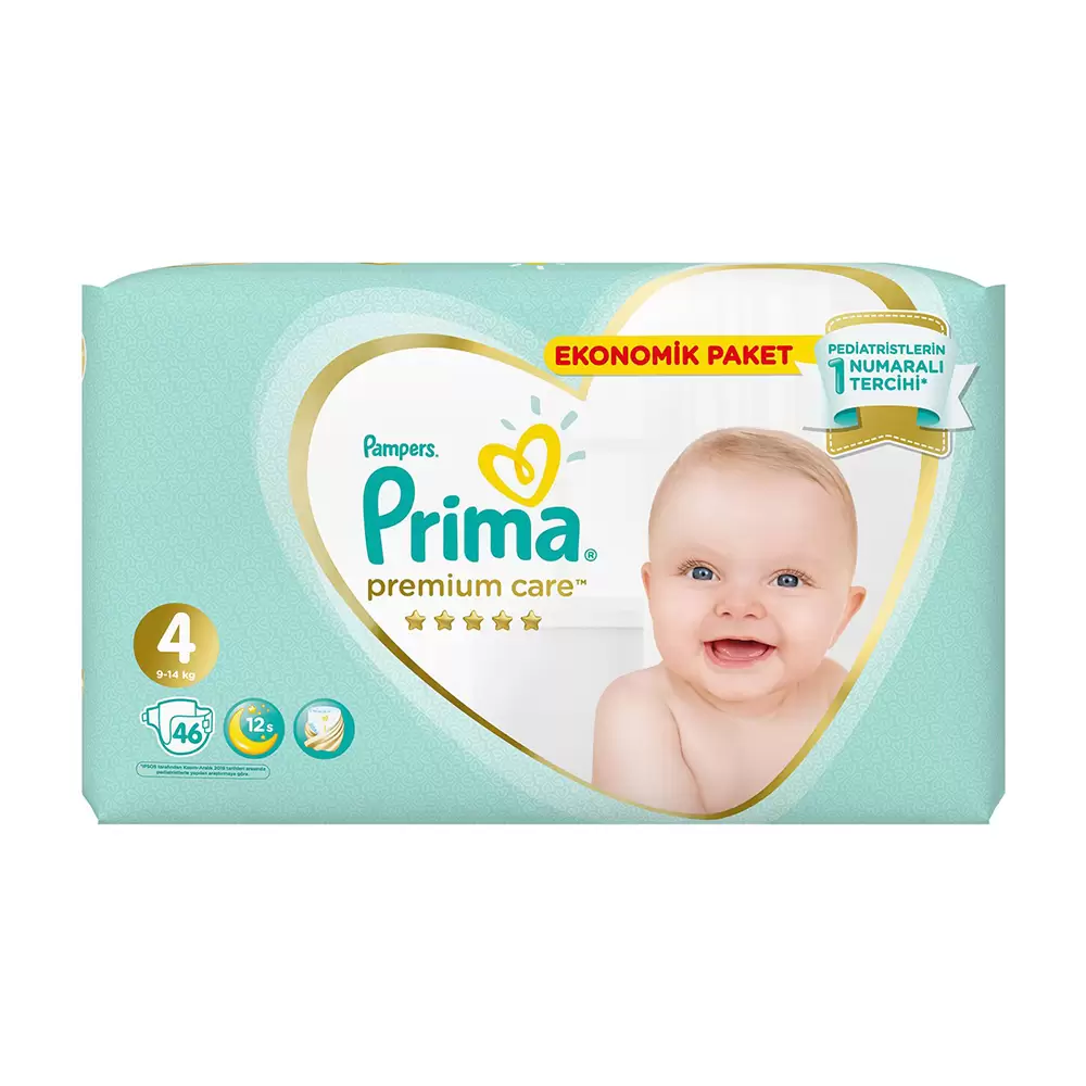 پوشک بچه premium care ضد حساسیت پریما سایز 4 بسته 46 عددی
