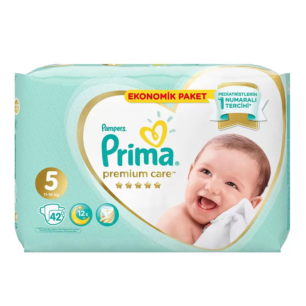 پوشک بچه premium care ضد حساسیت پریما سایز 5 بسته 42 عددی